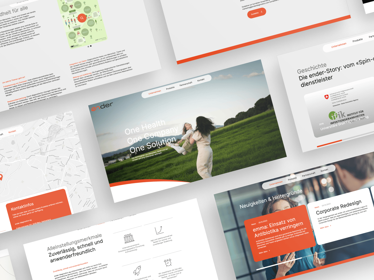 Desktop-Ansicht der neu gestalteten Website von ender diagnostics